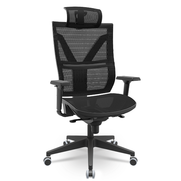 CADEIRA DARIX X+ TELA BRAÇO 3D EM PU PLAXMETAL