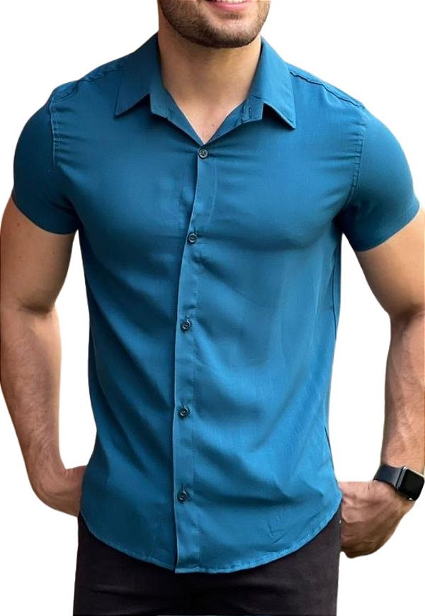 Camisa Lisa Azul Adoro Bazar Boscoli