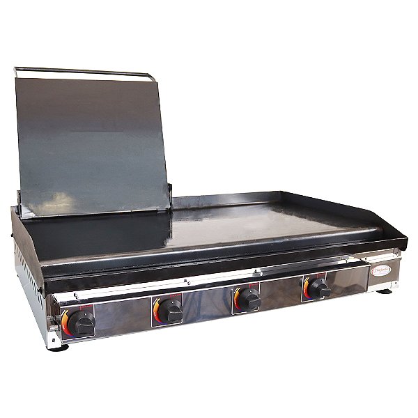 Chapa de Lanche 100 x 50cm com Prensa 6,35mm de Espessura a Gás Profissional