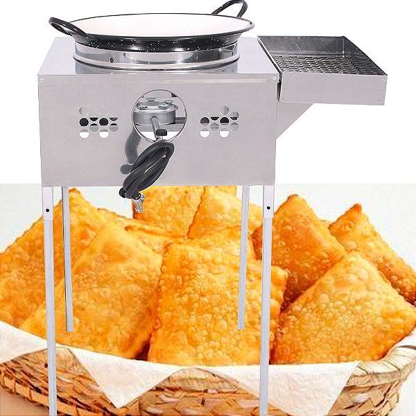 Tacho de Fritar Pastel a Gás de Alta Pressão 10 Litros Profissional Fogão Pasteleiro