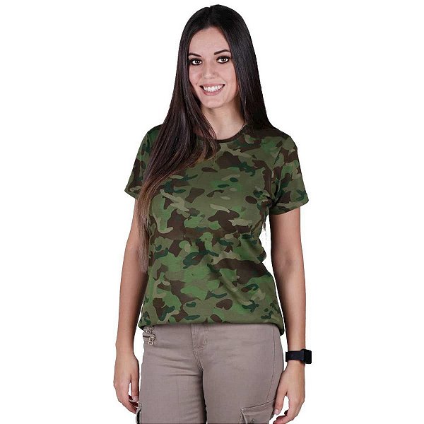 Camiseta Feminina Bélica - Soldier Camuflada Tropic
