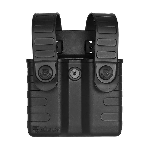 Porta Carregador Duplo Tab Lock Bélica - Cintura/Passador Fixo - Preto