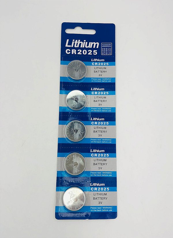 Bateria de Lithium 3V- Formato Botão CR2025- 5 unidades