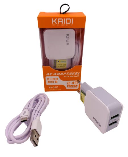 Carregador Kaidi Rápido Duas Usb V8