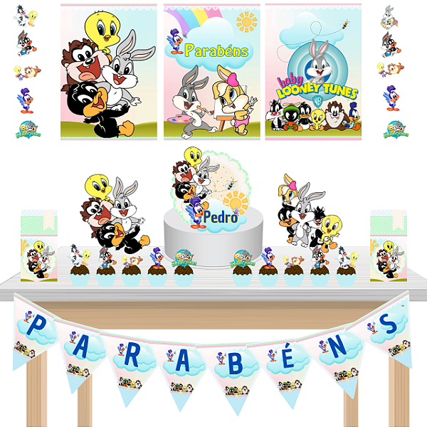 Kit festa Kit só um Bolinho Looney Tunes Baby Mesversario