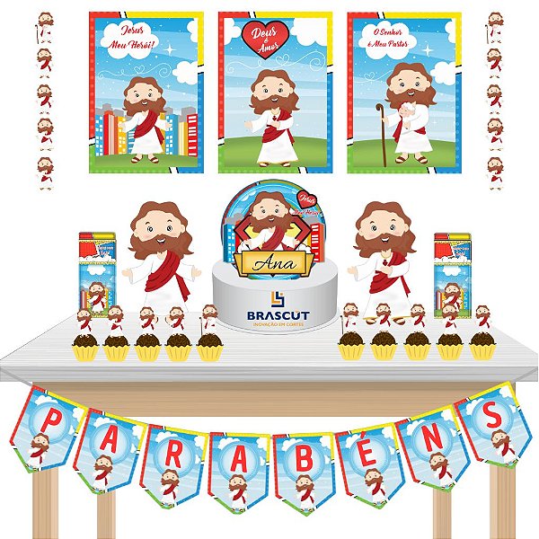 Kit Festa Fácil Kit Só um Bolinho Jesus Mesversário Aniversário