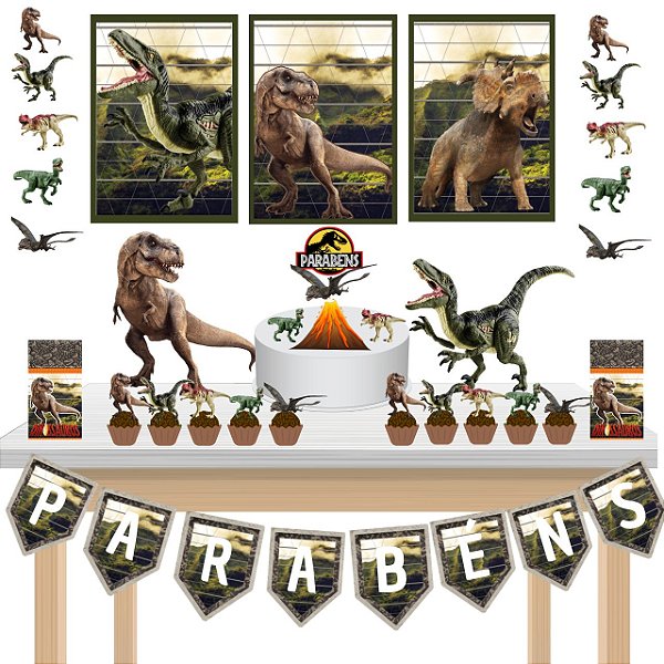 Kit festa Kit só um Bolinho Jurassic Park Dinossauros Dinossauro Mesversario