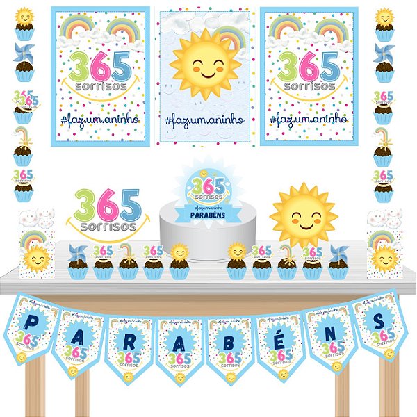 Kit Festa Fácil Kit Só Um Bolinho 365 Azul Mêsversario Aniversário