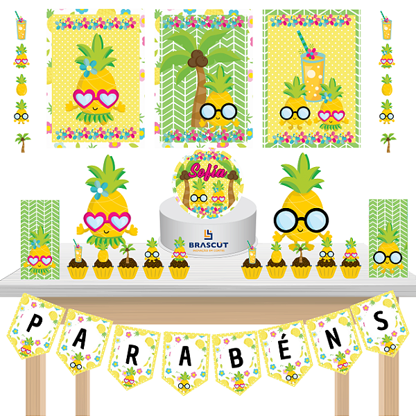 Kit Festa Fácil Kit Só Um Bolinho Abacaxis Mêsversario Aniversário