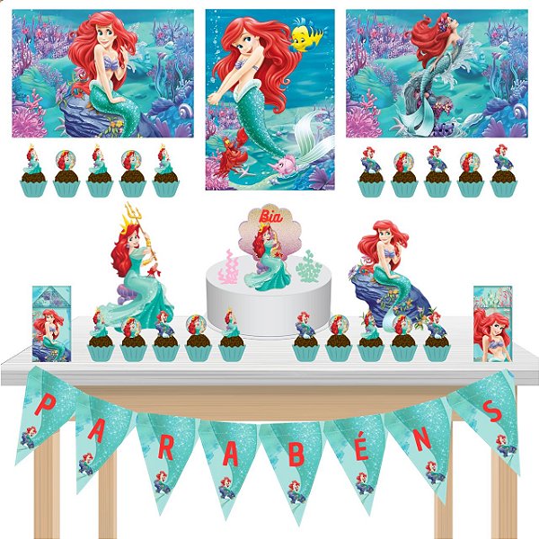 Kit Festa Fácil Kit Só Um Bolinho Sereia Ariel Mêsversario Aniversário Mêsversário