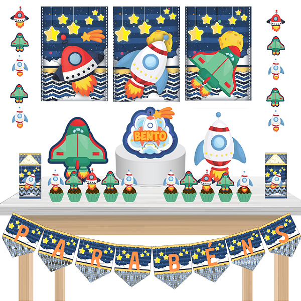Kit Festa Fácil Kit Só Um Bolinho Astronauta Azul Mêsversario Aniversário