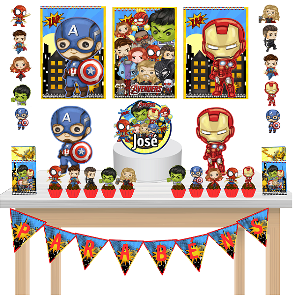 Kit Festa Fácil Kit Só Um Bolinho Avengers Super Heróis Mêsversario Aniversário