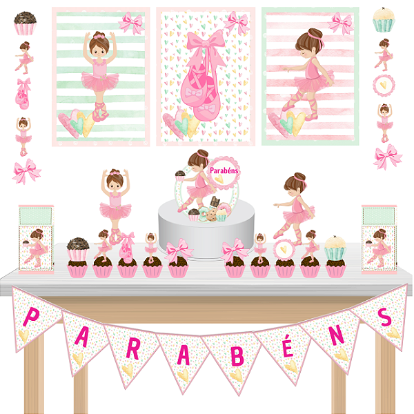 Kit Festa Fácil Kit Só Um Bolinho Bailarina Mêsversario Aniversário