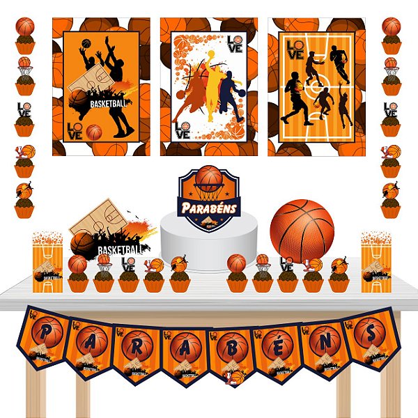 Kit Festa Fácil Kit Só Um Bolinho Jogo Basquete Basquetebol Mêsversário Aniversário