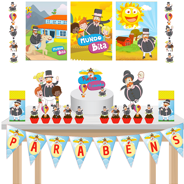Kit Festa Fácil Kit Só Um Bolinho Mundo Bita Aniversário Mêsversário
