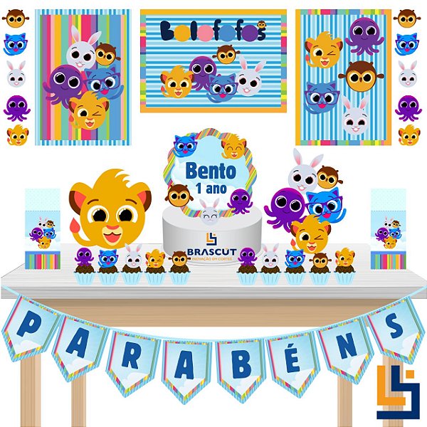 Kit festa fácil Kit Bolinho Básico Bolofofos Azul Mêsversário Aniversário