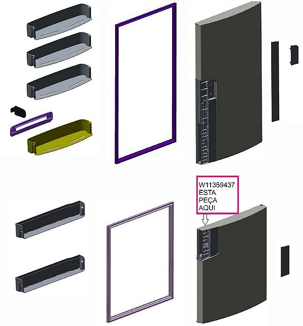 Porta do Freezer Evox Geladeira Frost Free Duplex Inverse Consul W11359437 Original