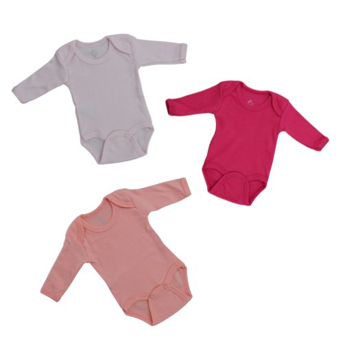 Kit Body Manga Longa Liso Salmão e Rosa (Prematuro)