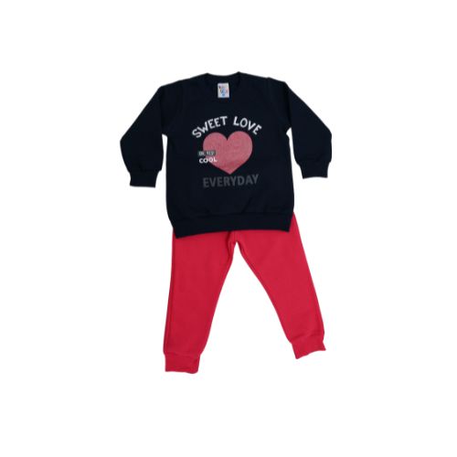 Conjunto Blusa e Calça Sweet Love Rosa e Preto