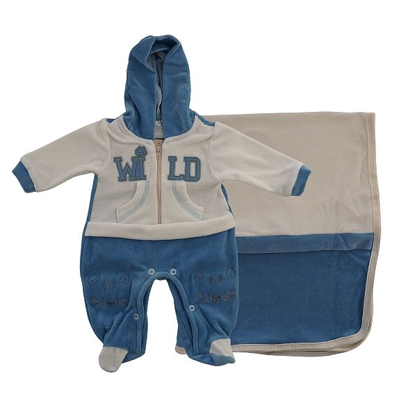 Saída de Maternidade Azul Plush "Wild"