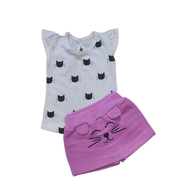 Conjunto Gatinha de Regata e Short-Saia