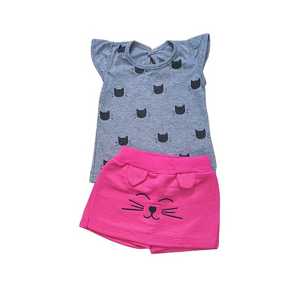 Conjunto Gatinha de Regata e Short-Saia