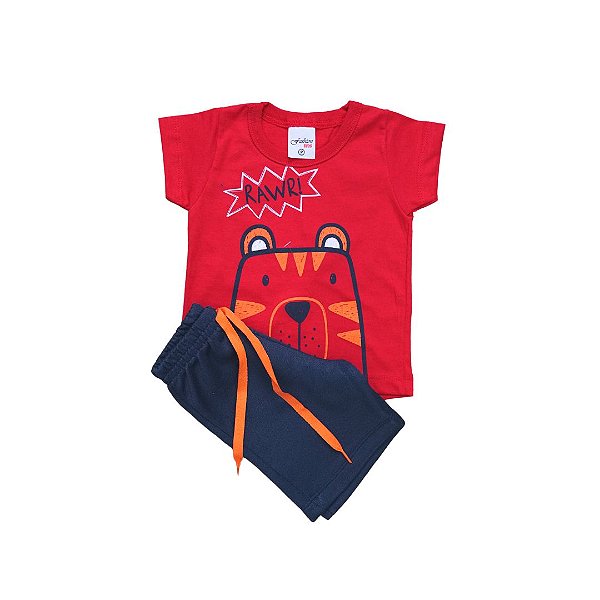 Conjunto "Tigre" Camiseta e Bermuda Moletinho