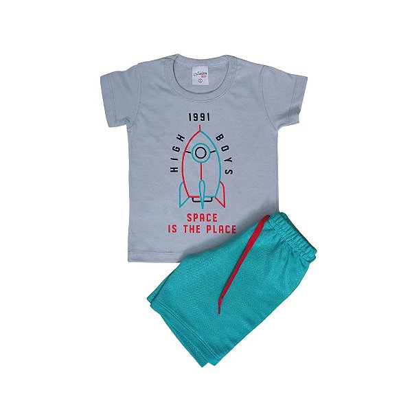 Conjunto "High Boys" Camiseta e Bermuda Moletinho