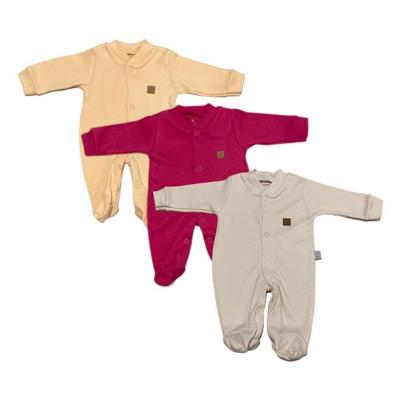 Kit Macacão Manga Longa Liso Feminino Prematuro