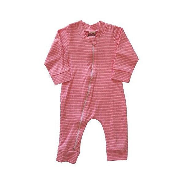 Macacão Rosa Listrado - Malha