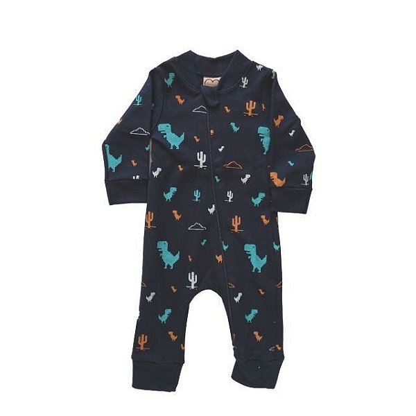 Macacão Marinho Estampado de Dinossauro - Malha