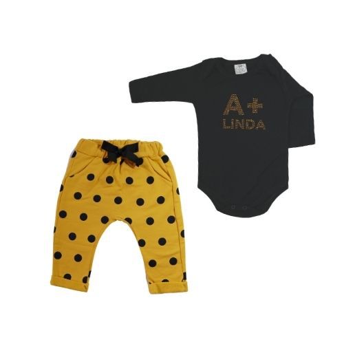 Conjunto Bebê Body Girl com Calça Saruel de Bola