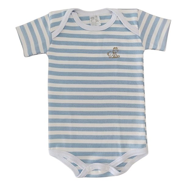 Body Listrado Off-White e Azul Claro
