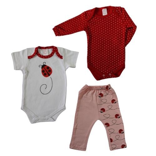 Conjunto de Joaninha Vermelho, Rosa e Branco