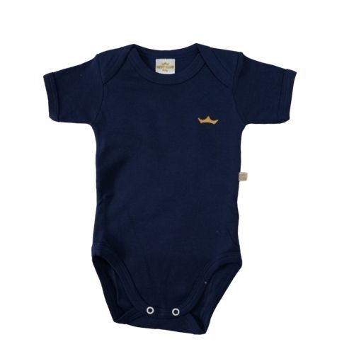 Body Liso Marinho com Detalhe de Coroa