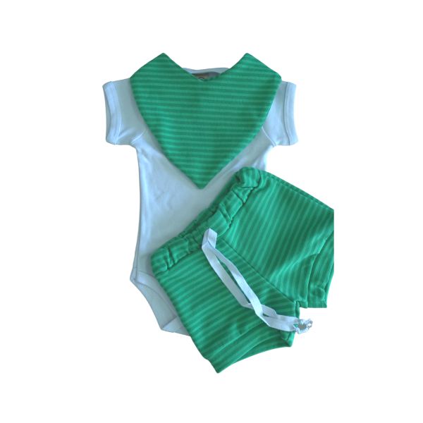 Conjunto Body, Bandana e Shorts Verde
