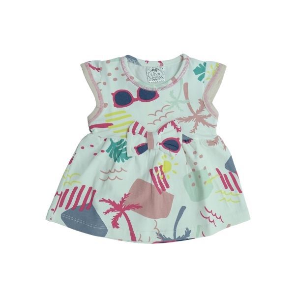 Vestido Branco com Estampa de Verão