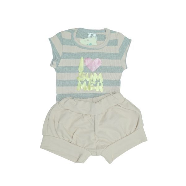 Conjunto "I Love Summer" Rosa e Cinza