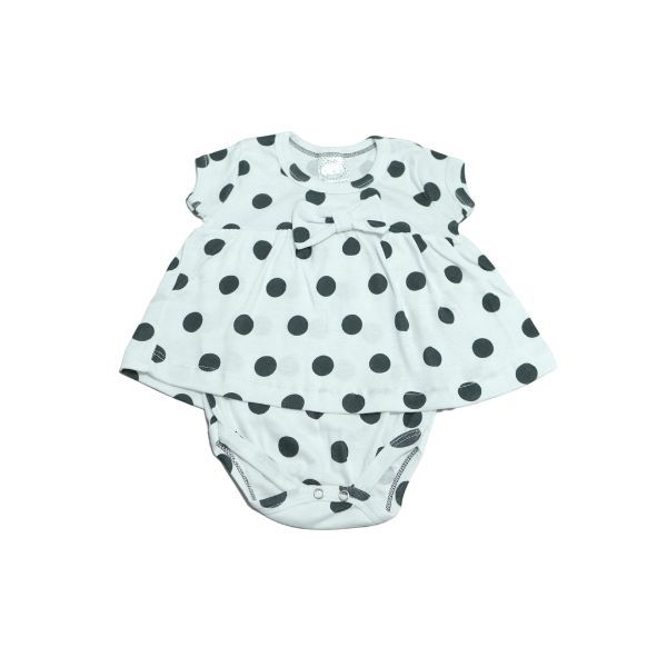 Body-Vestido Branco de Bola Preta