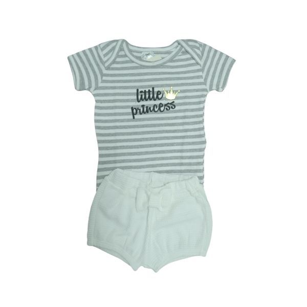 Conjunto Little Princess Off White e Cinza