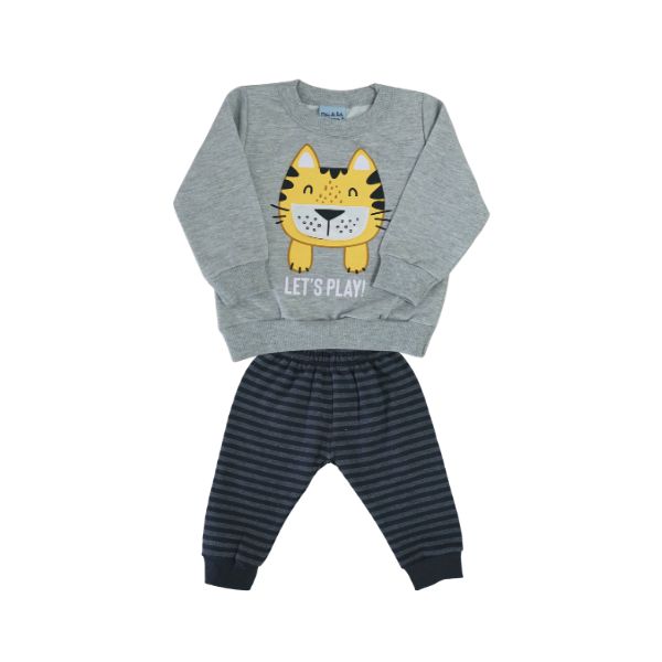 Conjunto Tigre Blusa e Calça Cinza e Preto