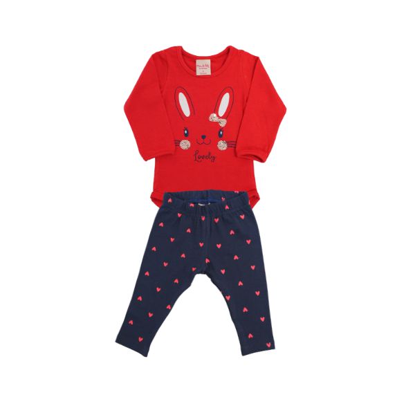 Conjunto Body e Calça Coelhinho Vermelho e Marinho