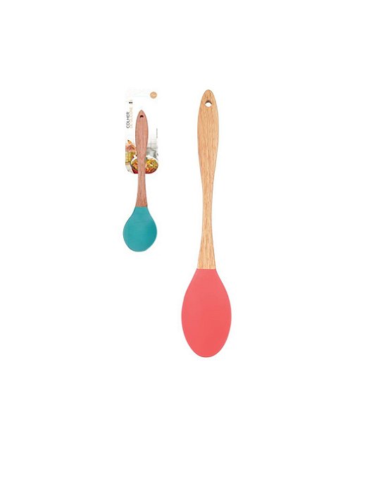 Colher de silicone com cabo de madeira candy