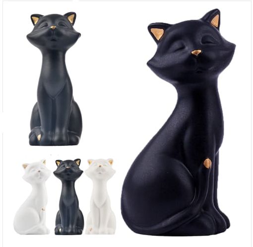 Enfeite de cerâmica gato 13cm
