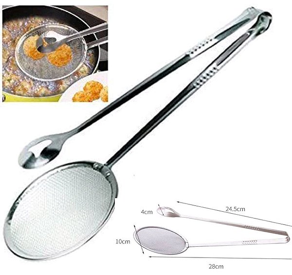 Escumadeira com pegador em aço inox