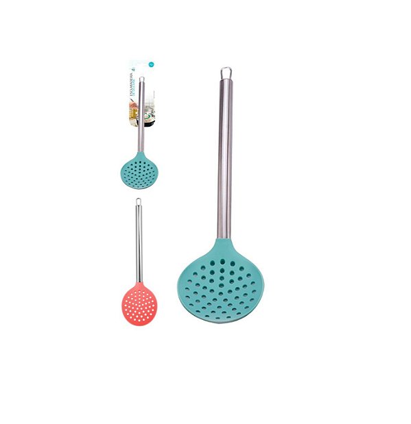 Escumadeira de Silicone com cabo inox candy