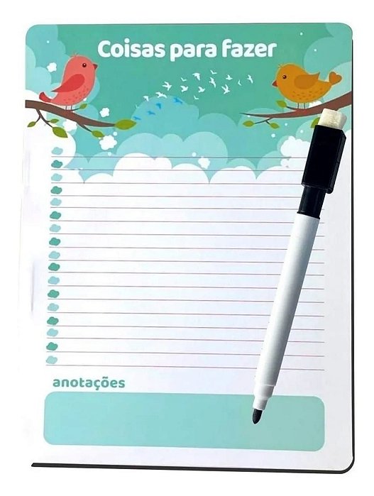 Planner/Lousa Magnética para Anotações com Caneta e Apagador - Imã de Geladeira 28x21