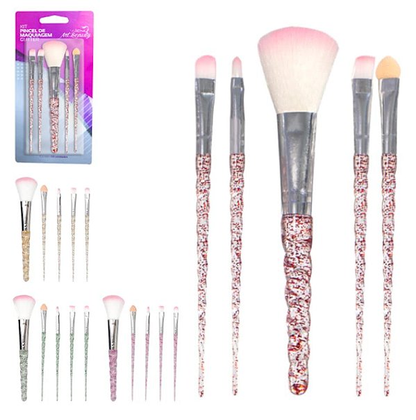 Kit pincel de maquiagem glitter