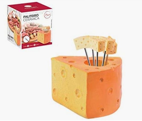 Paliteiro Cerâmica Queijo Com Palitos