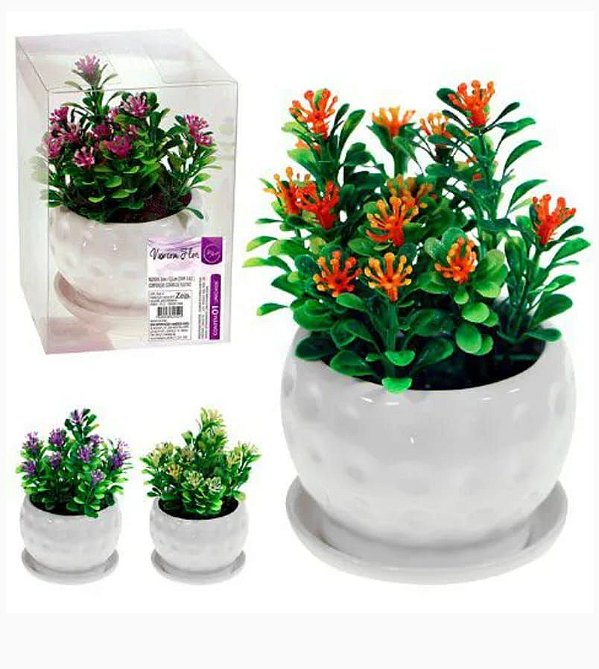 Vaso Ceramica C/Flor Artificial